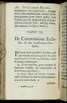 Caput VII. De Communione Ecclesiæ, & usu Sigillorum Fœderis.