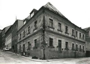 Annaberg-Buchholz, Kleine Kirchgasse 10. Wohnhaus (Ende 19. Jahrhundert). Eckansicht