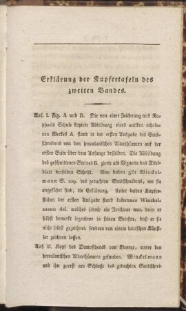 Erklärung der Kupfertafeln des zweiten Bandes.