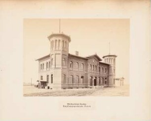Halle-Sorau-Gubener Eisenbahn. Empfangsgebäude, Forst: Ansicht