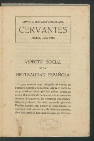 Aspecto social de la neutralidad española