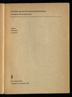 1983: Abiturstufe