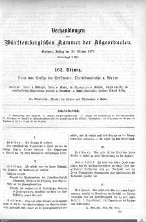 162. Sitzung, Stuttgart, 24.10.1873
