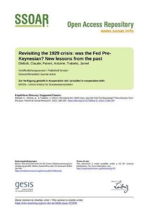 Revisiting the 1929 crisis: was the Fed Pre-Keynesian? New lessons from the past