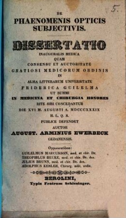De phaenomenis opticis subiectivis : Diss. inaug. med.