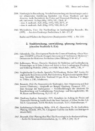 2. Stadtforschung, - entwicklung, -planung; Sanierung (einzelne Stadtteile S.II.6)
