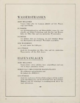 Wasserstrassen, Hafenanlagen