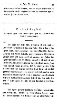 Drittes Kapitel - Bemerkungen und Beobachtungen das Klima der Insel betreffend.