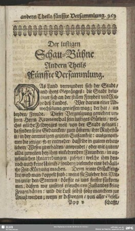 Der lustigen Schau-Bühne Andern Theils Fünffte Versammlung