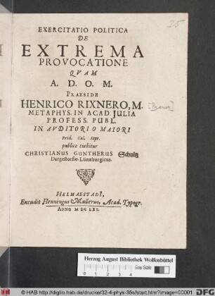 Exercitatio Politica De Extrema Provocatione