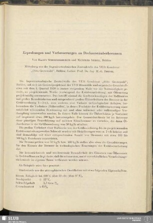 Erprobungen und Verbesserungen an Drehzerstäuberbrennern