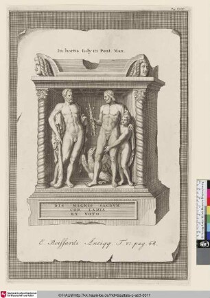 In hortis Iuly III Pont Max.; Dis magnis sacrum cor lamia ex voto [Skulpturengruppe mit Herkules und Zeus]