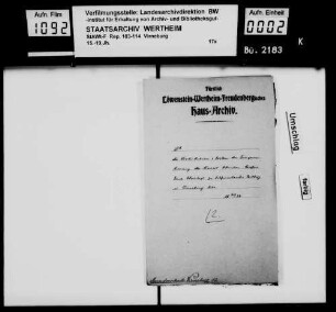 Kontributionen und Kosten der Einquartierung des kaiserlichen Obristen Graf Ernst Christoph zu Ostfriesland und Ritberg in Virneburg.