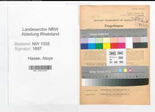 Entnazifizierung Aloys Haase , geb. 07.07.1900 ()