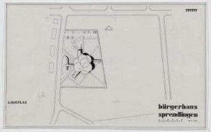 Wettbewerb Bürgerhaus Sprendlingen (nicht realisiert), 2. Preis – Lageplan. Sprendlingen/Hessen