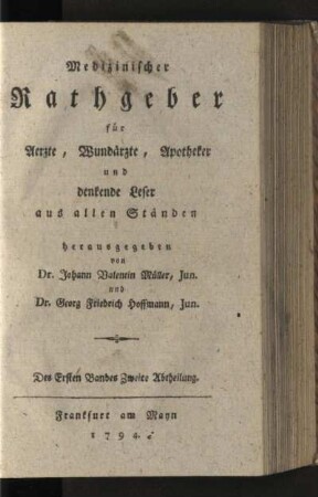 Des ersten Bandes Zweite Abtheilung