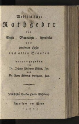 Des ersten Bandes Zweite Abtheilung