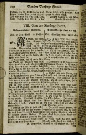 VIII. Von der Vorsorge Gottes.
