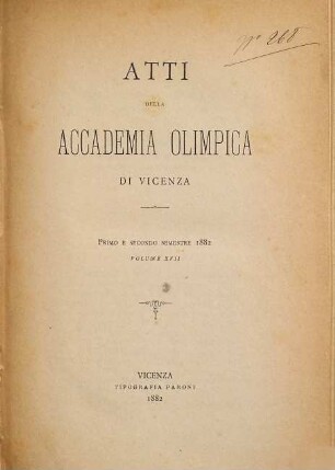 Atti dell'Accademia Olimpica di Vicenza. 17. 1882