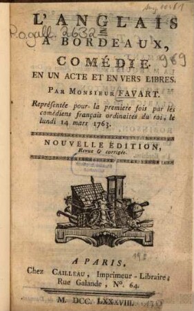 L' Anglais à Bordeaux : Comédie en un acte et en vers libres