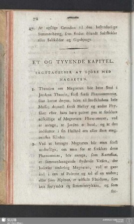 Et Og Tyvende Kapitel. Iagttagelser At Gjöre Med Magneten