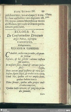 Ecloga V. De Consueturdine Divitum Erga Poetas, scripta