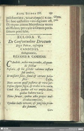 Ecloga V. De Consueturdine Divitum Erga Poetas, scripta