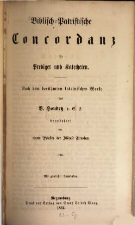 Biblisch-patristische Concordanz für Prediger und Katecheten