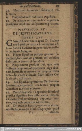 Disputatio XVI. De Justificatione. Thesis XXI