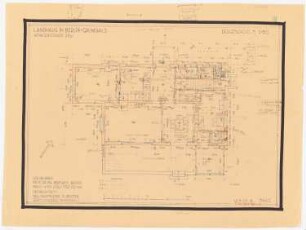 Haus Jansen, Berlin-Grunewald: Grundriss EG 1:50 (von Inv.nr. 21988), Möblierung der Wohngeschosse