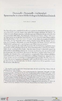 Herrenalb – Frauenalb – Lichtenthal: Spurensuche in einem bibliotheksgeschichtlichen Dreieck