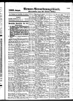 1669. Ausgabe. Samstag, 13. Oktober 1917