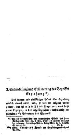Entwicklung und Erläuterung des Begriffes Erziehung