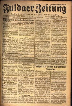 Erste Ausgabe vom Sonntag, den 05. September 1926.
