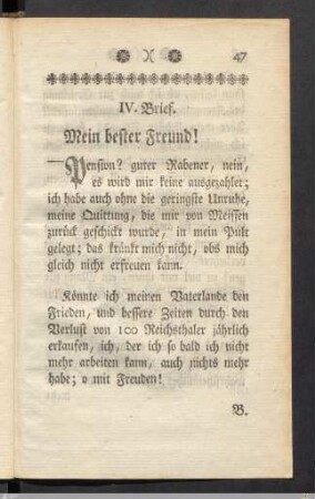 IV. Brief. Mein bester Freund!