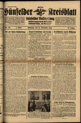 Erste Ausgabe vom Mittwoch, den 12. November 1941.
