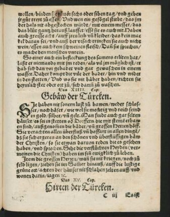 Das XIIII. Cap. Gebäw der Türcken.
