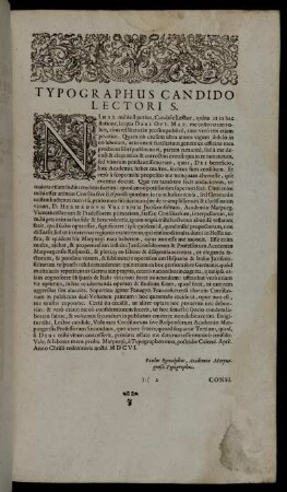 Typographus Candido Lectori S.