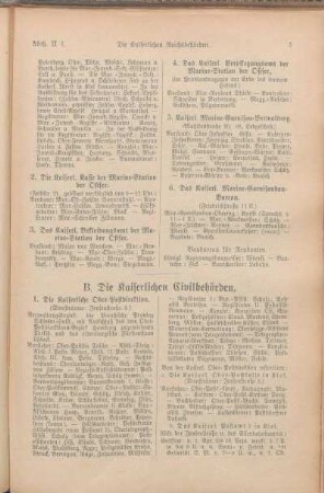 B. Die Kaiserlichen Civilbehörden.