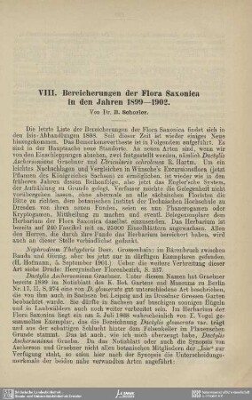 Bereicherungen der Flora Saxonica in den Jahren 1899-1902