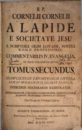 Commentarii in IV. Evangelia, 2