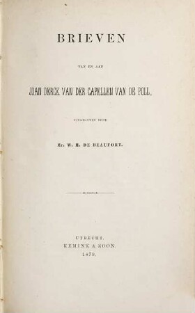 Brieven van en aan Joan Derck van der Capellen van de Poll