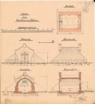 Leuchtturm, Kekenis: Ölkeller: Ansichten, Grundriss, Schnitte 1:50