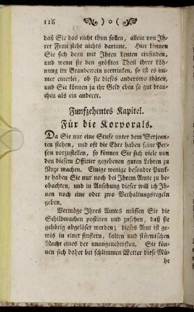 Funfzehentes Kapitel. Für die Korporals.