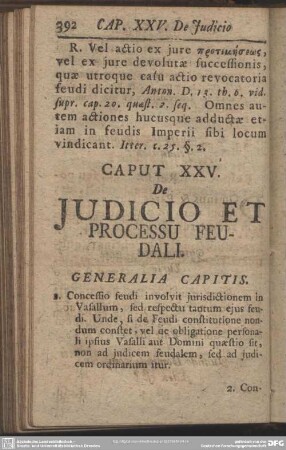 Caput XXV. De Judicio Et Processu Feudali