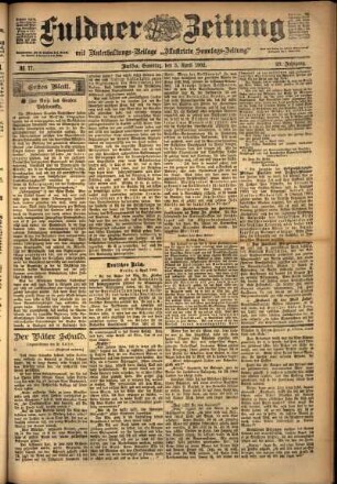 Erste Ausgabe vom Samstag, den 05. April 1902.