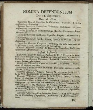 Nomina Defendentium. - Catalogus Convictorum.