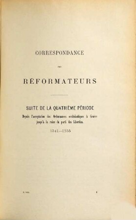 Correspondance des Réformateurs dans les pays de langue française, 8