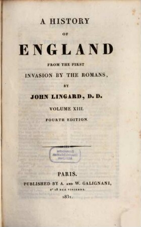 A History of England from the first invasion by the Romans, 13