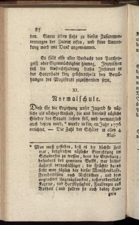 XI. Normalschule. - XV. Militair.